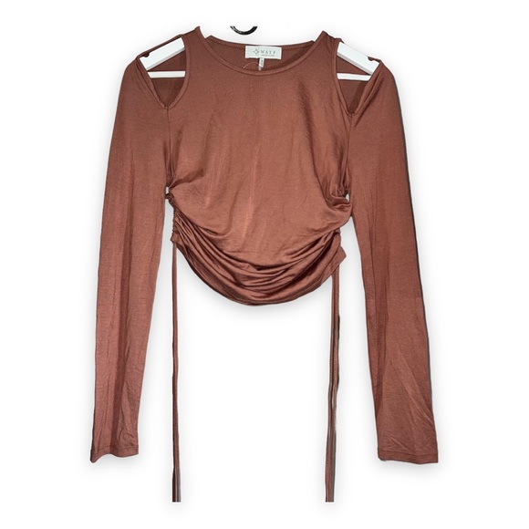NEW WAYF Long Sleeve Peekaboo Shoulder Top Scoop Neckline Women’s Size Small - Picture 2 of 7